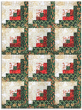 Kaufman Pre-Cut 12-Block Log Cabin Quilt Kit - Holiday Flourish: Festive Finery - Holiday