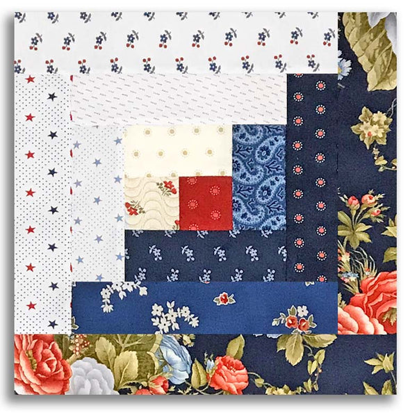 Moda  Pre-cut 12 Block Log Cabin Quilt Kit - Grand Haven - BLUE/CREAM