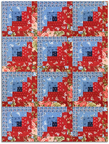 Moda  Pre-cut 12 Block Log Cabin Quilt Kit - Grand Haven - RED/BLUE