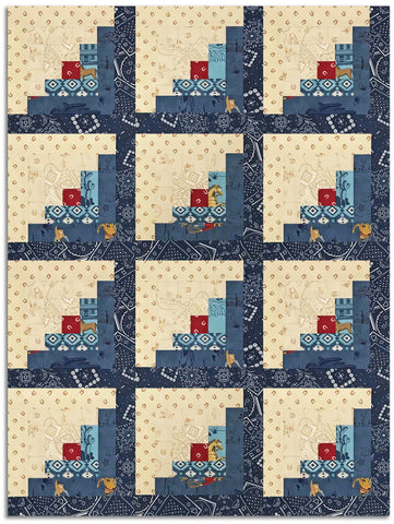 Moda  Pre-cut 12 Block Log Cabin Quilt Kit - Saddle Ranch - BANDANA