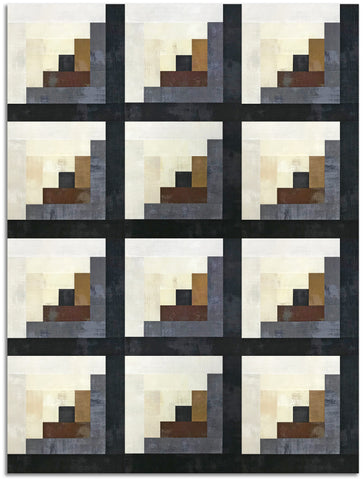 Moda Grunge Pre-cut 12 Block Log Cabin Quilt Kit - Espresso Magic