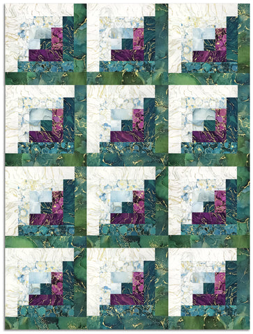 Northcott Pre-Cut 12 Block Log Cabin Quilt Kit - Digital Print - Midas Touch #2