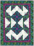 Northcott Pre-Cut 12 Block Log Cabin Quilt Kit - Digital Print - Midas Touch - Plum/Teal