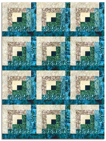 Northcott Pre-Cut 12 Block Log Cabin Quilt Kit - Digital Print - Stonehenge Migration