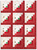 P&B Textiles Pre-Cut 12 Block Log Cabin Quilt Kit - Little Darlings Christmas