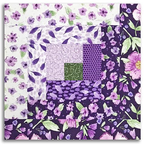 Riley Blake Pre-Cut 12-Block Log Cabin Quilt Kit - Plum Petals