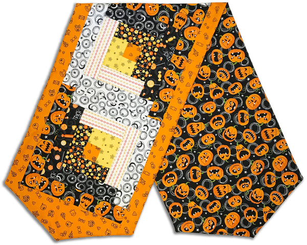 Patrick Lose Pre-Cut Log Cabin Table Runner Kit - Trick Or Treat - Jack O' Lantern