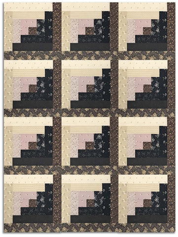 Windham Pre-Cut 12 Block Log Cabin Quilt Kit - Circa: Onyx