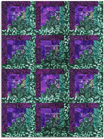 Hoffman Bali Batiks Pre-Cut 12 Block Log Cabin Quilt Kit - Crocus