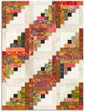 Hoffman Batik Scrappy Pre-Cut 12 Block Log Cabin Quilt Kit - Rogue Valley Autumn