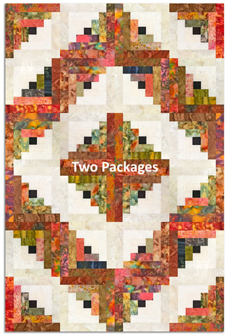 Hoffman Batik Scrappy Pre-Cut 12 Block Log Cabin Quilt Kit - Rogue Valley Autumn