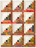 Hoffman Batik Scrappy Pre-Cut 12 Block Log Cabin Quilt Kit - Rogue Valley Autumn