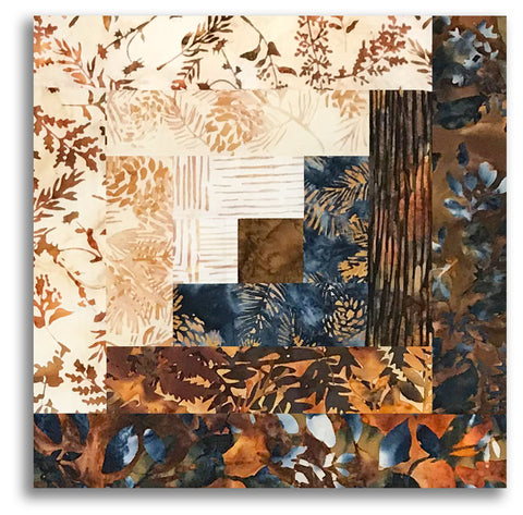 Hoffman Bali Batiks Pre-Cut 12 Block Log Cabin Quilt Kit - Autumn Sunsets - COOL