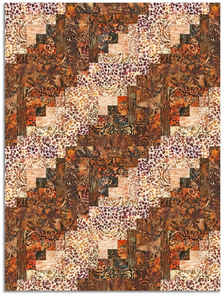 Hoffman Bali Batiks Pre-Cut 12 Block Log Cabin Quilt Kit - Cinnamon St ...