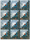 Hoffman Bali Batiks Pre-Cut 12 Block Log Cabin Quilt Kit - Driftwood - TIDE