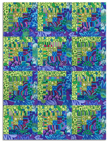 Free Spirit Kaffe Fassett Pre-cut 12 Block Log Cabin Quilt Kit - Blue/Green