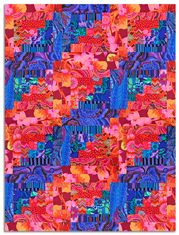 Free Spirit Kaffe Fassett Pre-cut 12 Block Log Cabin Quilt Kit - Red/Blue