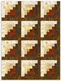 Kit de courtepointe en rondins de 12 blocs prédécoupés en batik artisanal Kaufman - ciel d'automne - coucher de soleil