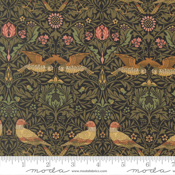 Moda Morris Muse 13381 16 Ebony Damask Birds By The Yard