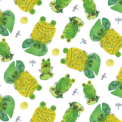 Benartex Frogtastic 13388 09 Frogs White By The Yard