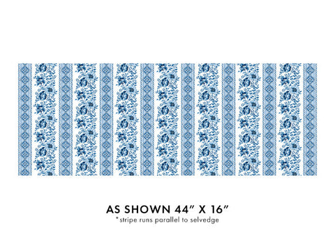 Benartex Bluesette 13445 54 blau/weiße Blumenstreifen-Meterware