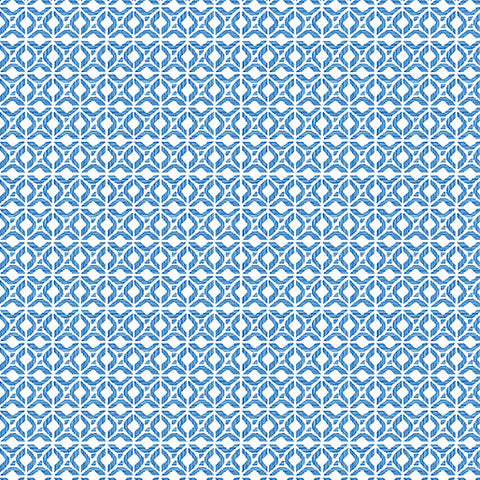 Benartex Bluesette 13449 54 Blue/White Tile Geo By The Yard