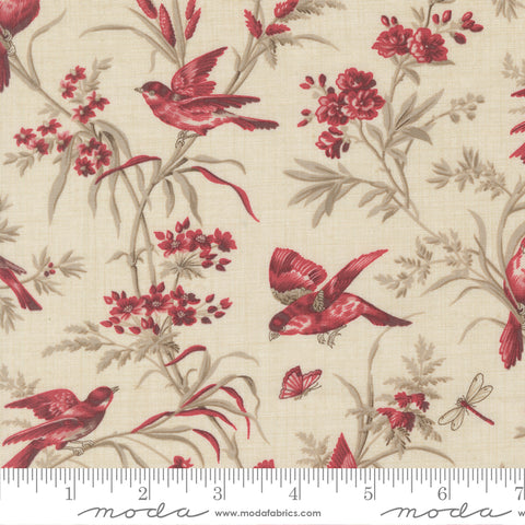 Moda - French General - Joie De Vivre 13983 11  Pearl Moineau Floral & Birds By The Yard