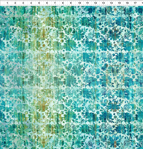 In The Beginning Evanescence 13EV 1 Teal Grunge Floral By The Yard