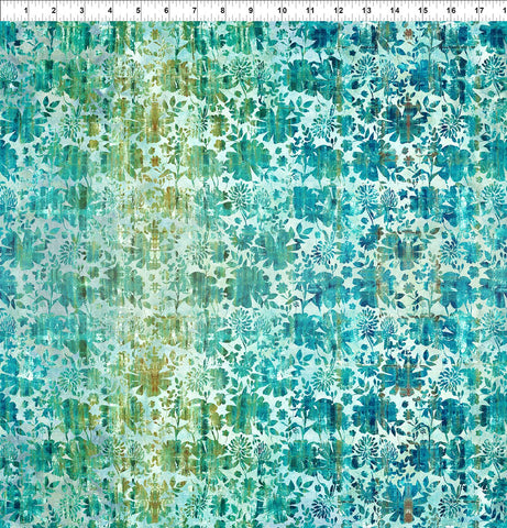 In The Beginning Evanescence 13EV 1 Teal Grunge Floral By The Yard