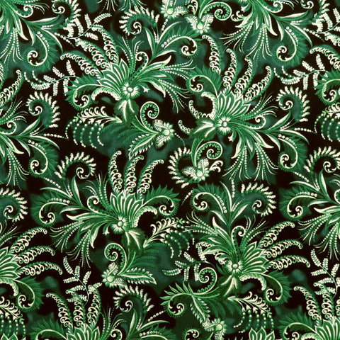 Benartex Winterberry Floral 14021P 40 Green Scroll By The Yard
