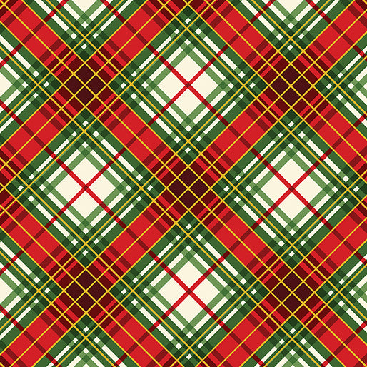 Benartex Metallic - Christmas Musical 14030M 99 Holiday Plaid Multi By The Yard