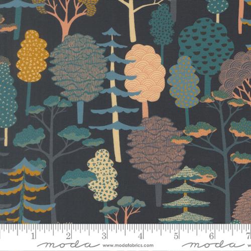 Moda Feather & Forest Bloom 14142 19 Midnight Forest Landscape By The Yard