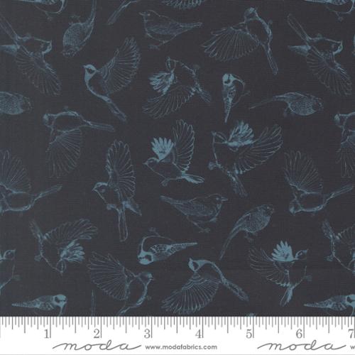 Moda Feather & Forest Bloom 14143 19 Midnight Flock Of Feathers By The Yard