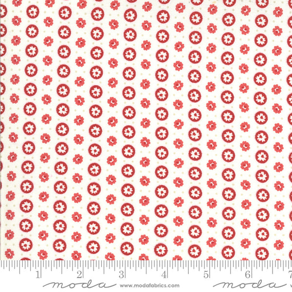 Moda Roselyn 14913 16 Ivory Red Circle Dot 1.875 YARDS