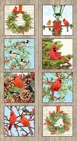 Andover Snowbirds 1507 N Linen Snowbirds 24" PANEL By The PANEL (Not Strictly By The Yard)