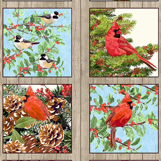 Andover Snowbirds 1507 N Linen Snowbirds 24" PANEL By The PANEL (Not Strictly By The Yard)