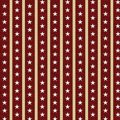 Benartex American Spirit 16105 19 Star Stripe Dunkelrot Meterware