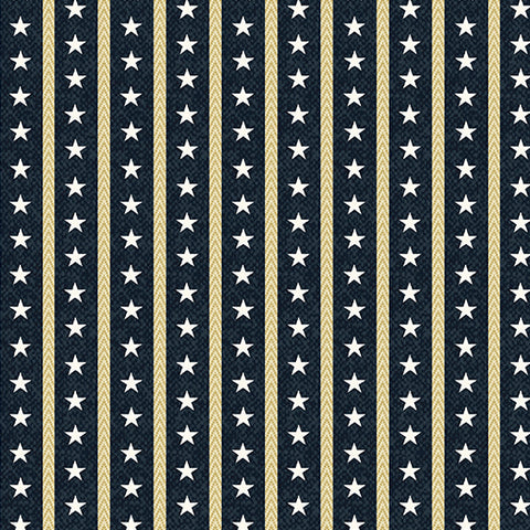 Benartex American Spirit 16105 57 Star Stripe Navy By The Yard