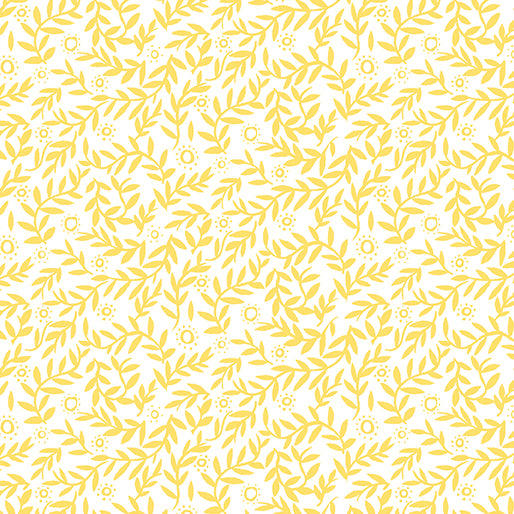 Benartex Cosmo Cats 16134 31 Cosmo Leaves Yellow/White By The Yard