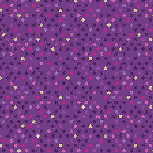 Benartex Dazzle Dots 16206 66 Confetti Drop Purple/Multi By The Yard