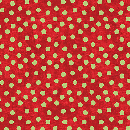 Benartex Christmas Spirit 16280 21 Dot Splendor Red/Celery By The Yard