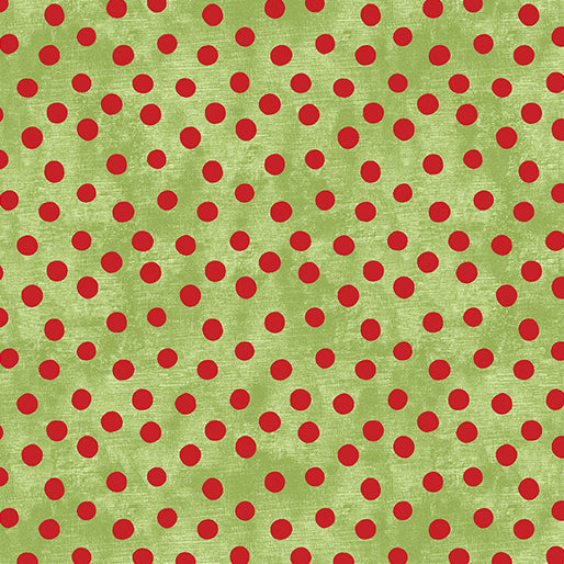 Benartex Christmas Spirit 16280 41 Dot Splendor Celery/Red By The Yard