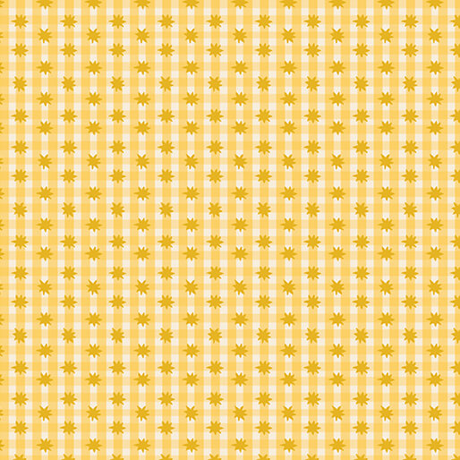 Benartex Love & Stitches 16714 33 Yellow Meadow Star Gingham By The Yard