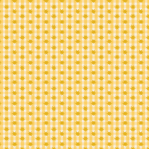 Benartex Love & Stitches 16714 33 Yellow Meadow Star Gingham By The Yard
