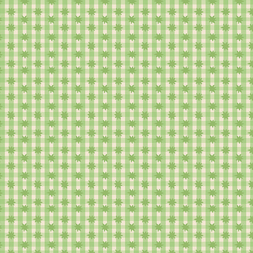Benartex Love & Stitches 16714 42 Mint Meadow Star Gingham By The Yard