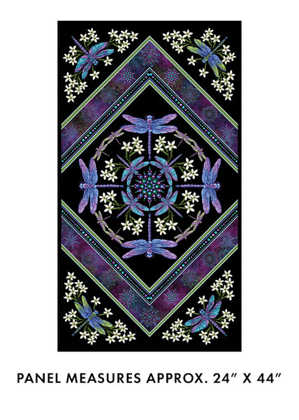 Benartex Dragonfly Wonder 16722P 91 Black Plum Dragonfly Wonder 24" PANEL By The PANEL (Not Strictly By The Yard)