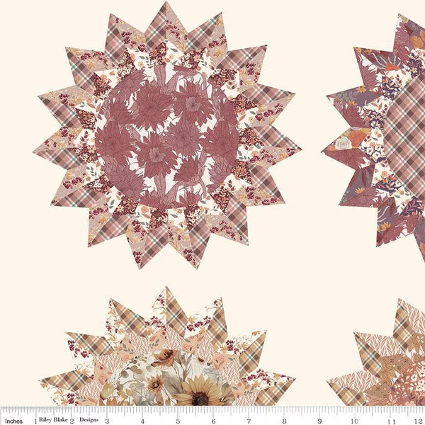 Riley Blake Evening On The Prairie 16753 Cream Sunflowers Cheater Print By The Yard