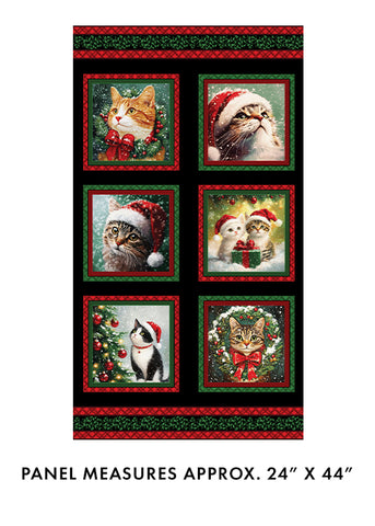 Benartex Merry Cats 16772 12 Merry Cats Black Multi 24" PANEL By The PANEL (Not Strictly By The Yard)