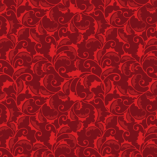 Benartex - Merry Cats 16775 19 Crimson Holly Forest By The Yard