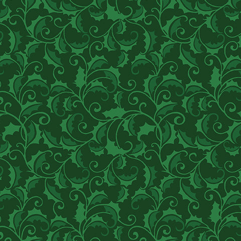 Benartex - Merry Cats 16775 45 Green Holly Forest By The Yard
